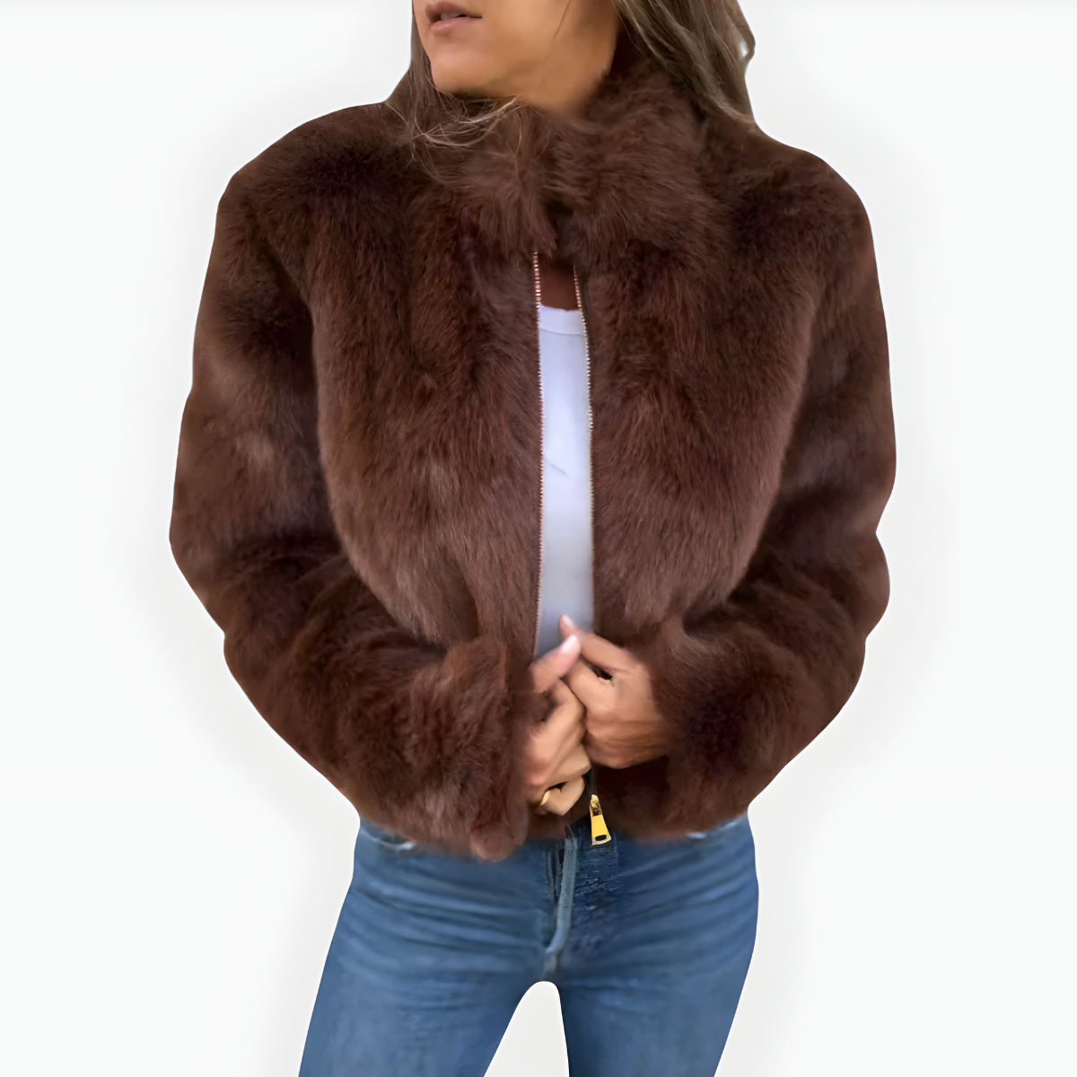 Aileen | Chaqueta de invierno de piel sintética con cuello alto