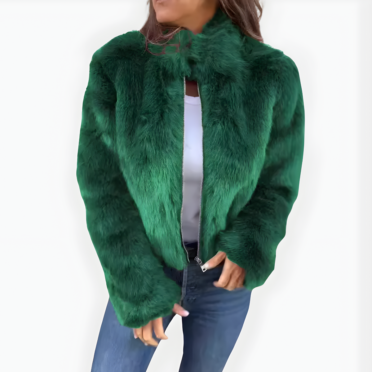 Aileen | Chaqueta de invierno de piel sintética con cuello alto